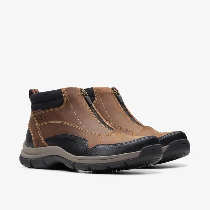 Walpath Zip Dark Tan Leather Men Clarks Boots