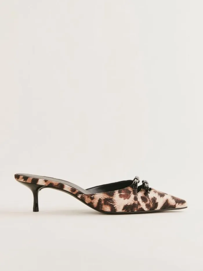 WeddingsShoes The Reformation Nelson Heeled Mule Leopard Crepe