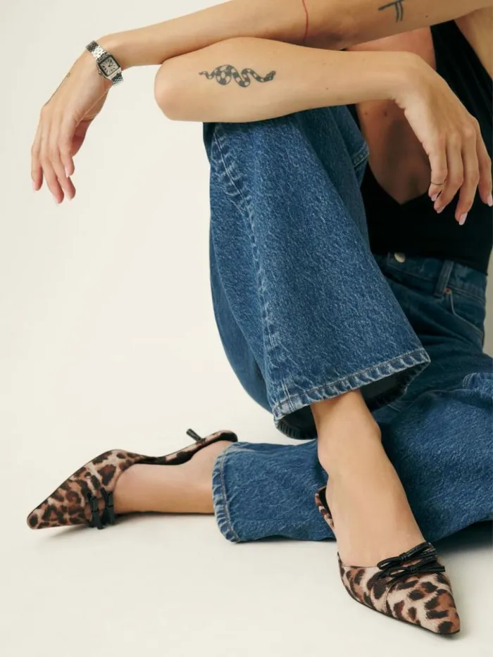 WeddingsShoes The Reformation Nelson Heeled Mule Leopard Crepe