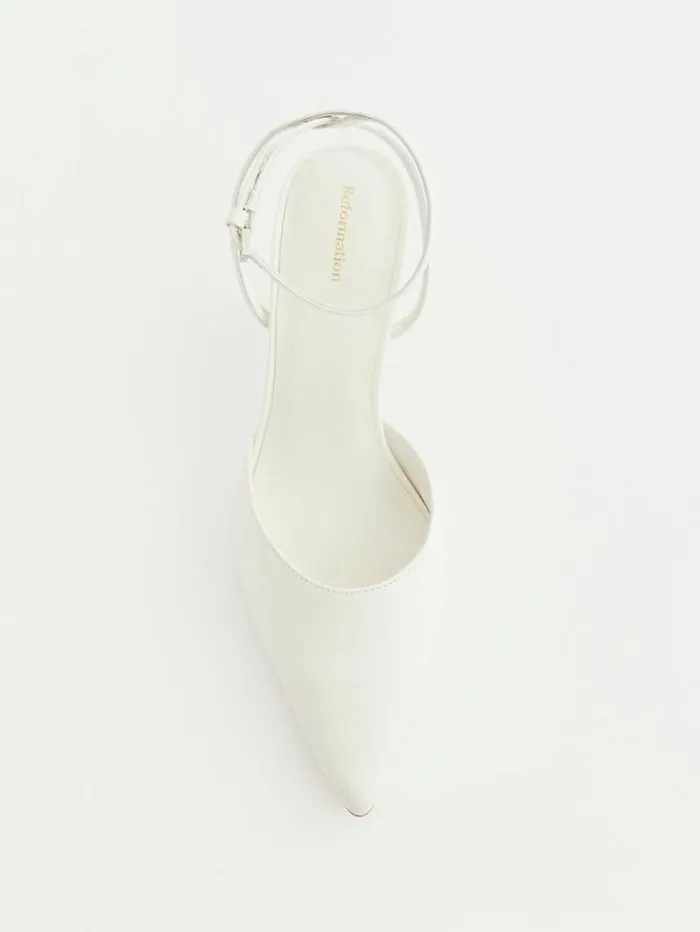 WeddingsShoes The Reformation Wade Kitten Heel White