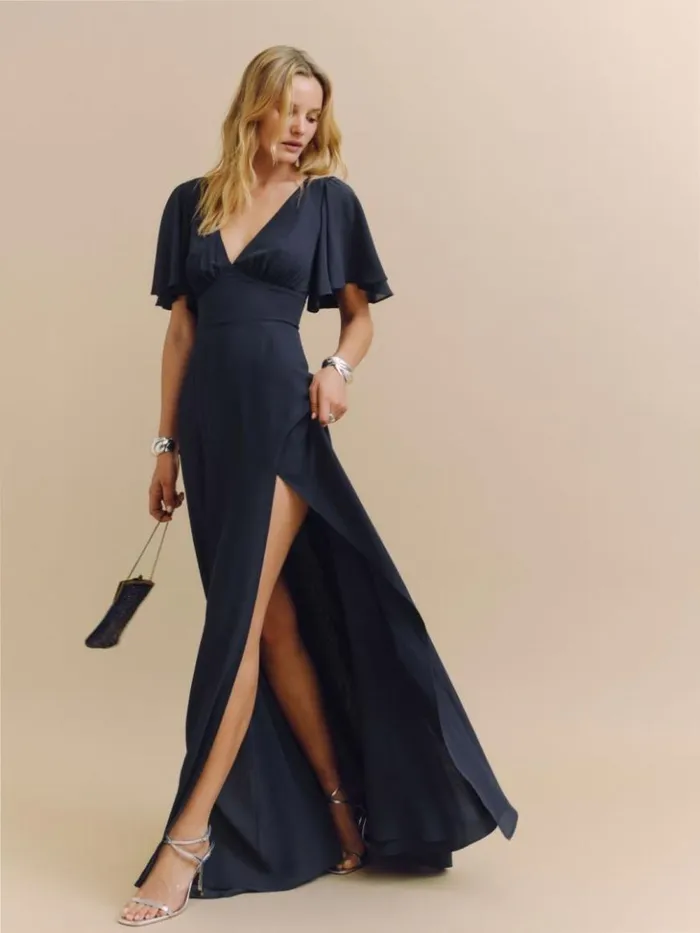 Weddings The Reformation Shayla Dress Navy