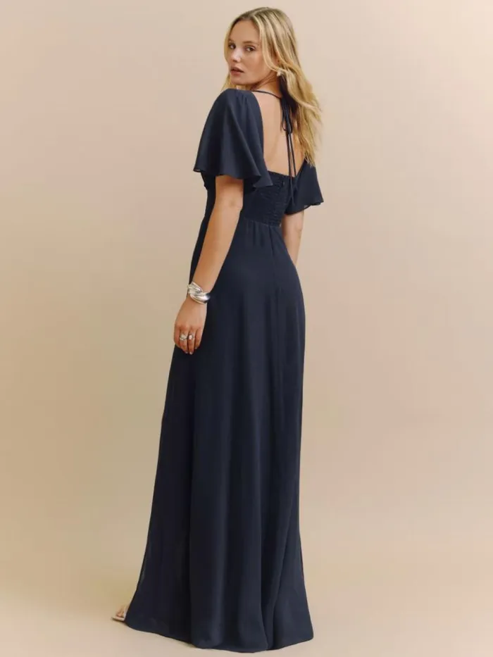 Weddings The Reformation Shayla Dress Navy