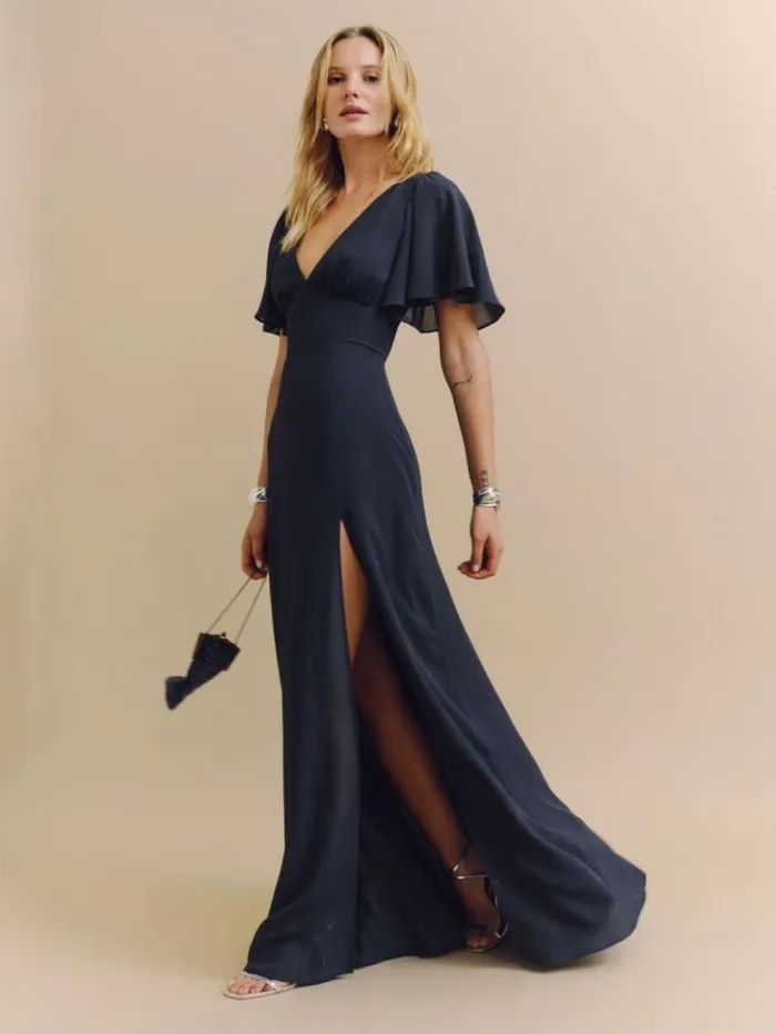 Weddings The Reformation Shayla Dress Navy