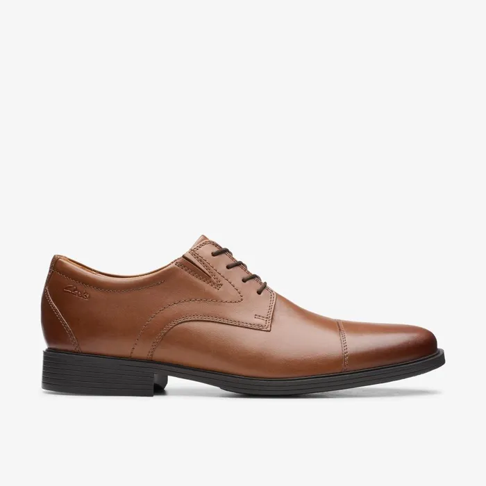 Whiddon Cap Dark Tan Leather Men Clarks Dress Shoes