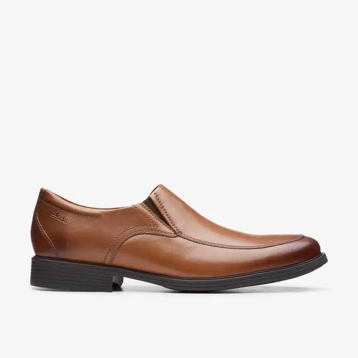 Whiddon Step Dark Tan Leather Men Clarks Dress Shoes