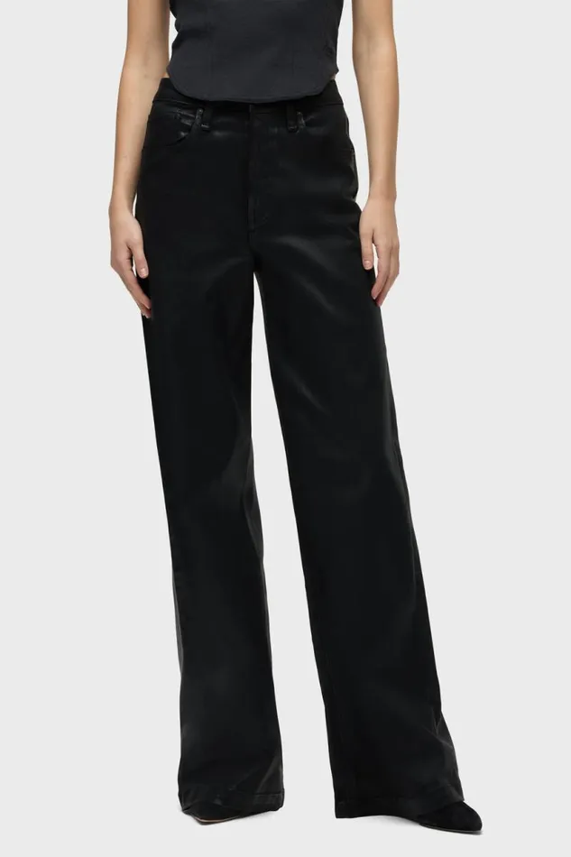 Wide Leg Women Hudson Jeans Jodie HighRise Wide Leg Jean Coated Black Beauty