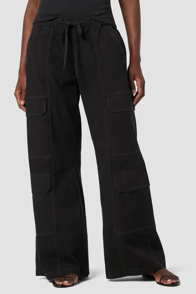 Wide Leg Women Hudson Jeans Parachute Wide Leg Cargo Black