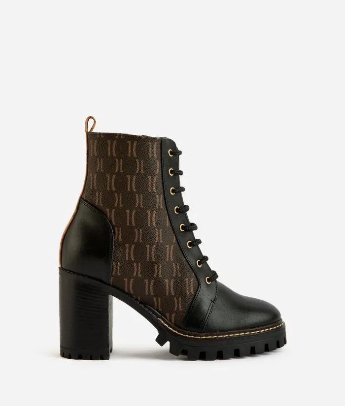 Woman Boots and Booties Alviero Martini Monogram 1c Fabric Ankle Boots Black