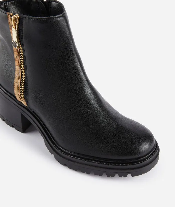 Woman Boots and Booties Alviero Martini Smooth Leather Ankle Boots With 1c Zip Detail Black
