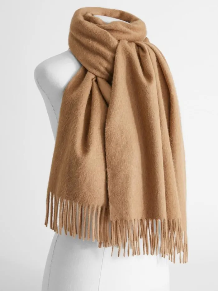 Woman Camel Scarf Black Maxmara Scarves And Foulards