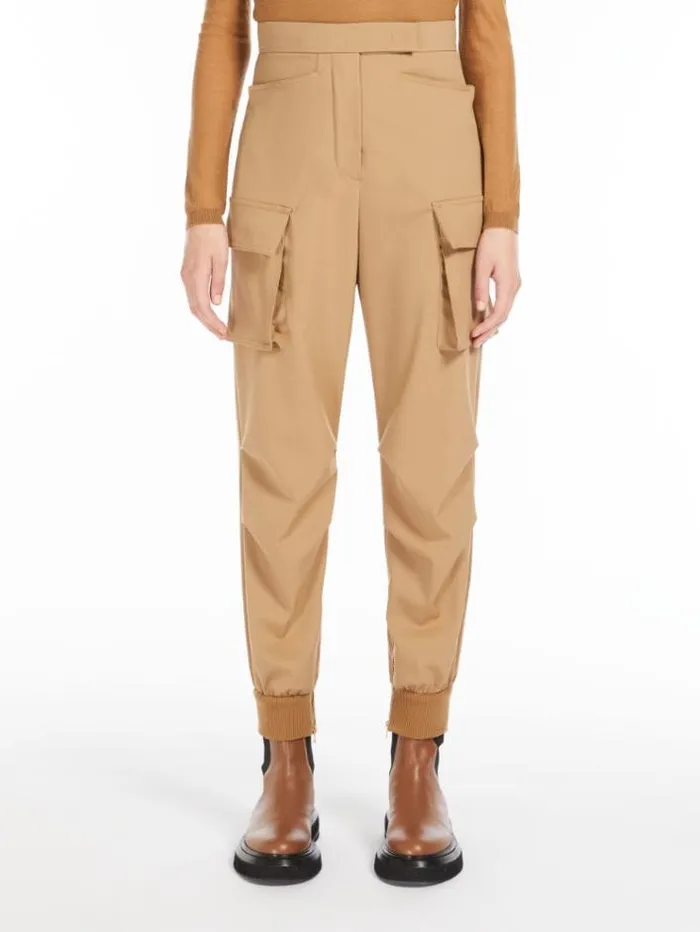 Woman Cargo Trousers In Gabardine Wool Camel Maxmara Trousers