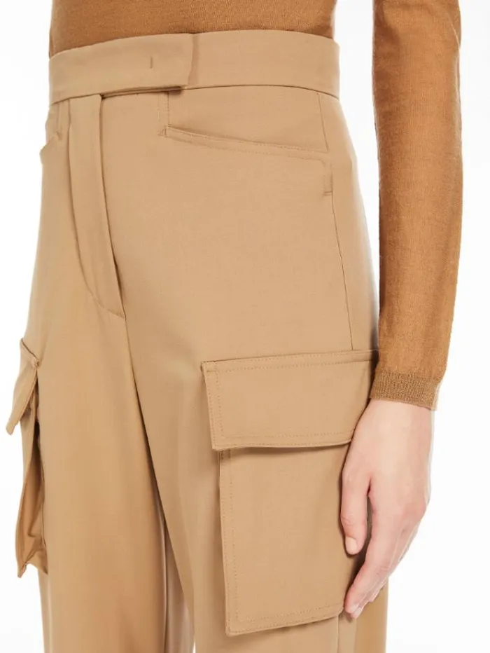 Woman Cargo Trousers In Gabardine Wool Camel Maxmara Trousers Woman Cargo Trousers In Gabardine Wool Camel Maxmara Trousers