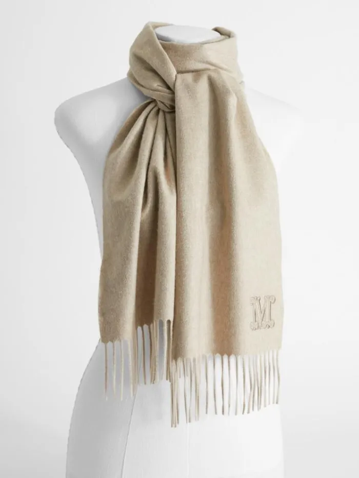 Woman Cashmere Stole Sand Maxmara Scarves And Foulards