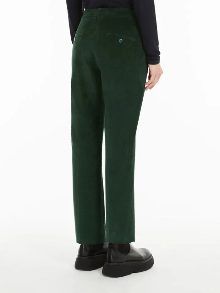 Woman Corduroy Trousers Dark Green Maxmara Trousers Woman Corduroy Trousers Dark Green Maxmara Trousers