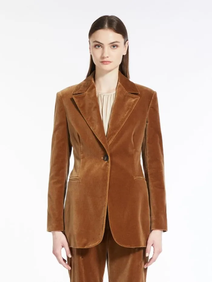 Woman Cotton Velvet Blazer Camel Maxmara Suit