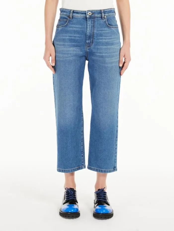 Woman Cropped Denim Jeans Navy Maxmara Trousers