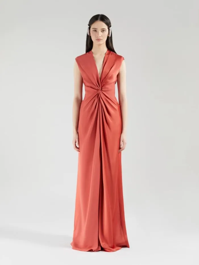 Woman Envers Satin Draped Dress Red Maxmara Dresses