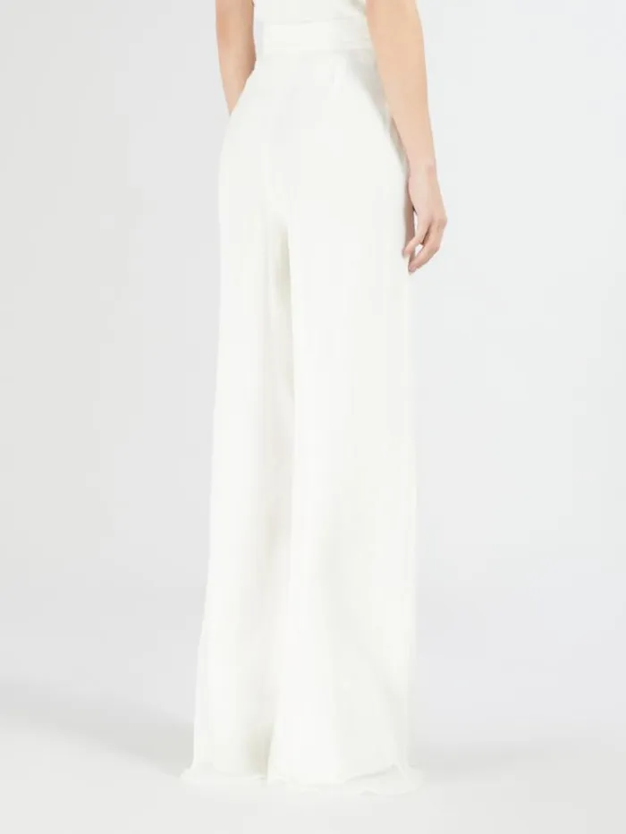 Woman Flowing Silk Trousers White Maxmara Trousers Woman Flowing Silk Trousers White Maxmara Trousers