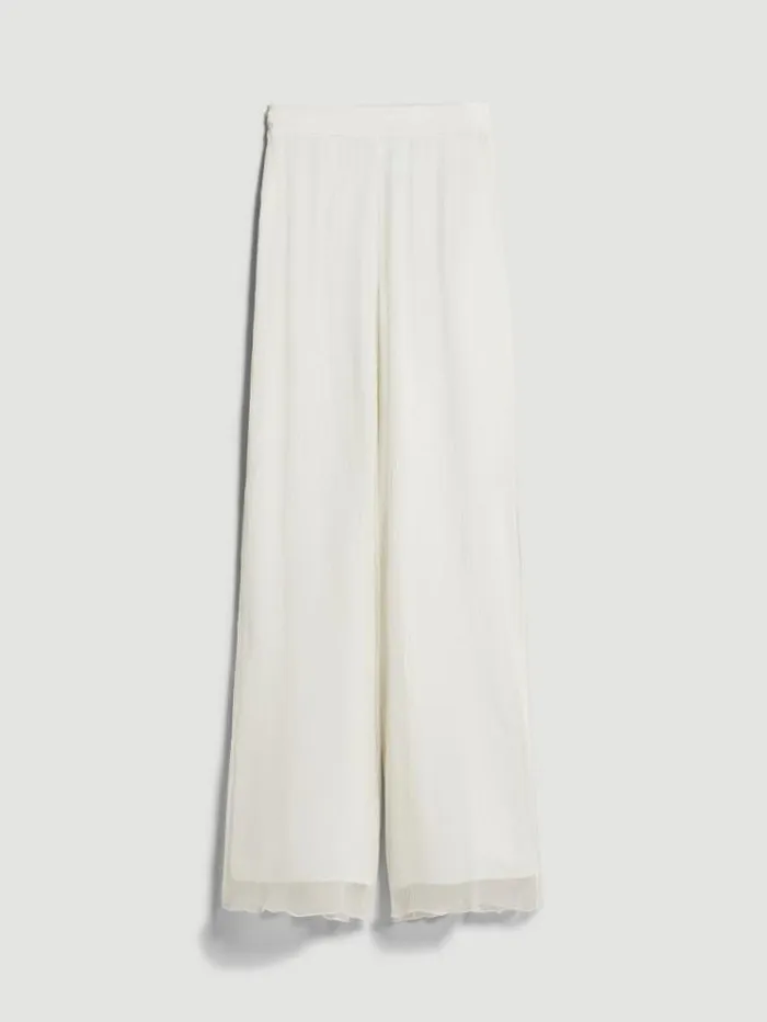 Woman Flowing Silk Trousers White Maxmara Trousers Woman Flowing Silk Trousers White Maxmara Trousers