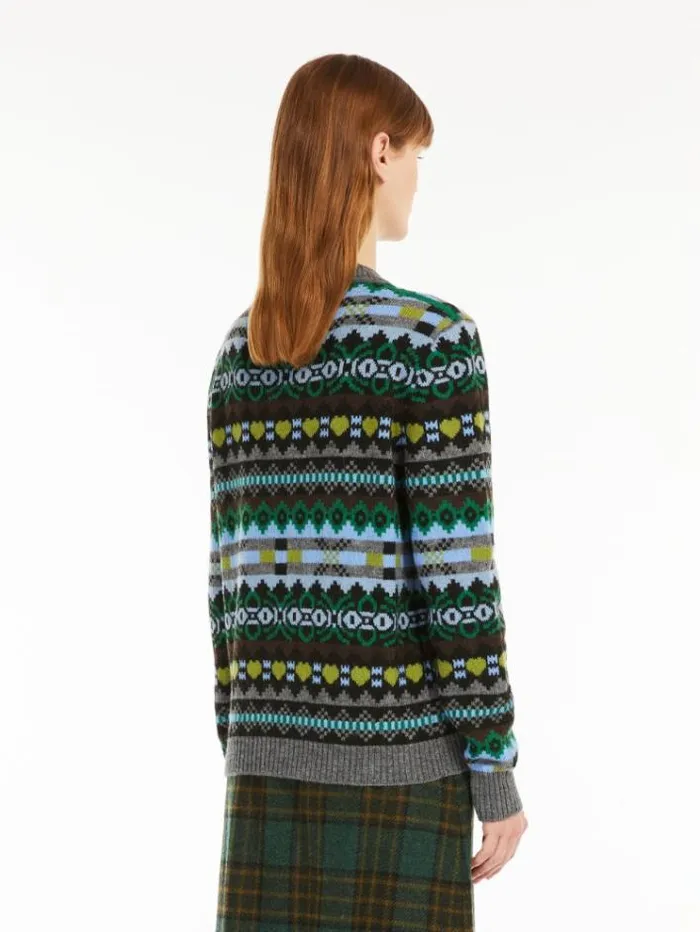 Woman Jacquard Alpaca And Wool Sweater Green Maxmara Knitwear And Sweatshirts Woman Jacquard Alpaca And Wool Sweater Green Maxmara Knitwear And Sweatshirts