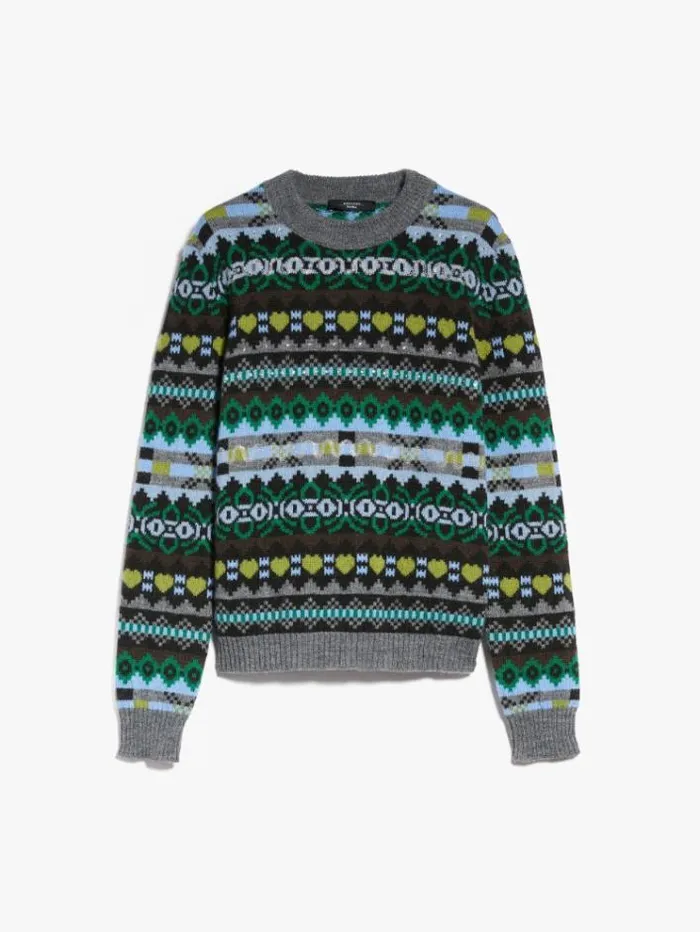 Woman Jacquard Alpaca And Wool Sweater Green Maxmara Knitwear And Sweatshirts Woman Jacquard Alpaca And Wool Sweater Green Maxmara Knitwear And Sweatshirts