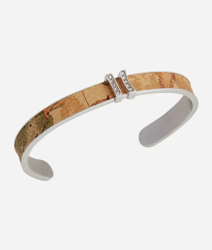 Woman Jewelry Alviero Martini Rodeo Drive Rigid Bracelet With Geo Leather Inserts In Silver