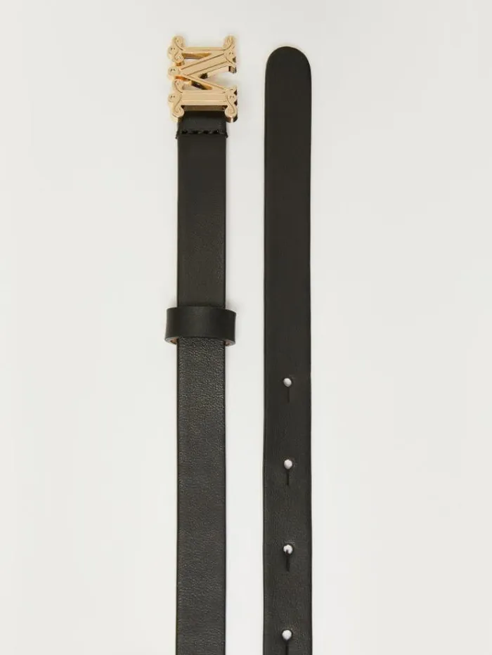 Woman Leather Monogram Belt Black Maxmara Belts Woman Leather Monogram Belt Black Maxmara Belts