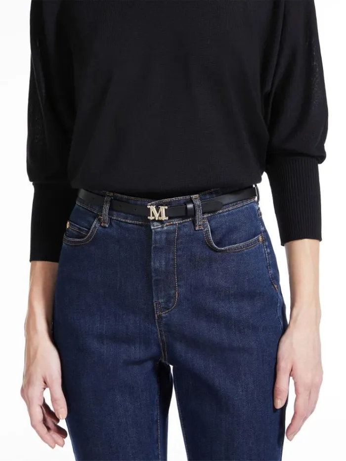 Woman Leather Monogram Belt Black Maxmara Belts Woman Leather Monogram Belt Black Maxmara Belts