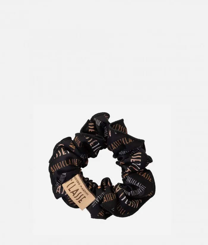 Woman Other Accessories Alviero Martini Small Hair Tie With Logomania Print Black