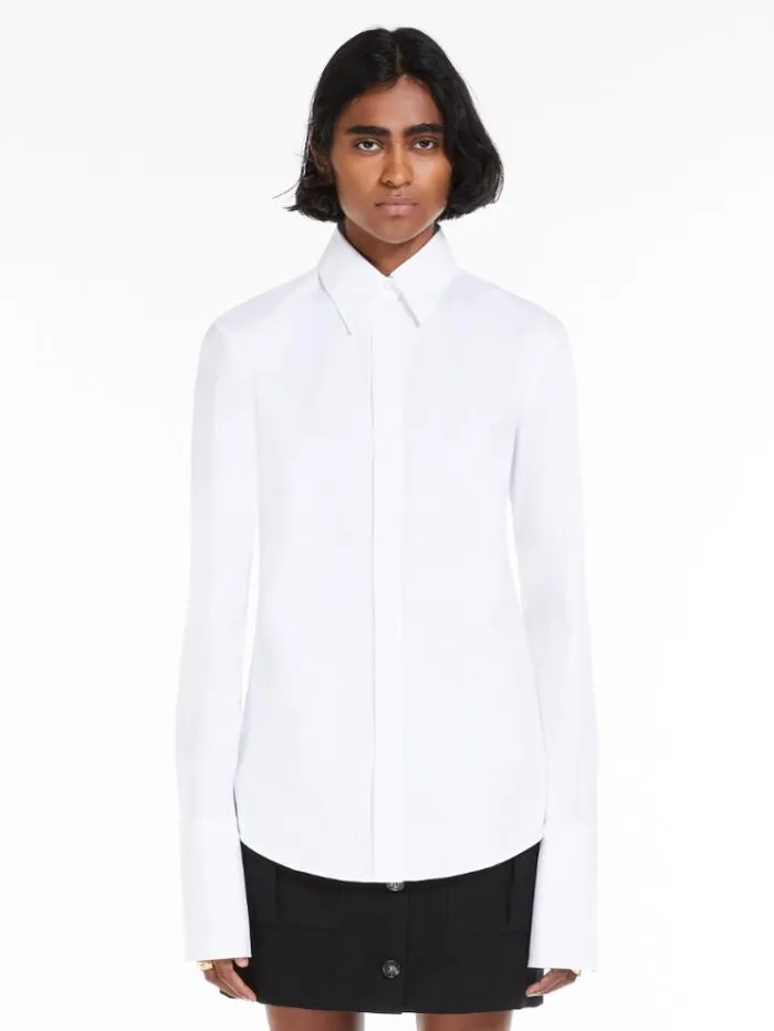 Woman Oxford Cloth Shirt Optical White Maxmara Shirts And Tops