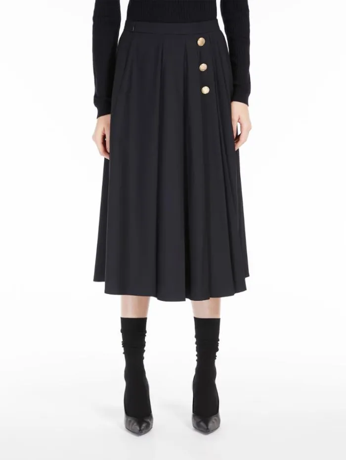 Woman Pleated Wool Skirt Navy Maxmara Skirts