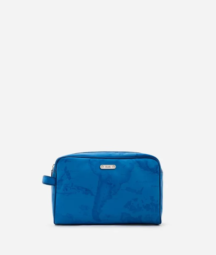 Woman Pouches and Toiletry Bags Alviero Martini Rectangular Beauty Case In Greece Blue Rubberized Fabric Woman Pouches and Toiletry Bags Alviero Martini Rectangular Beauty Case In Greece Blue Rubberized Fabric