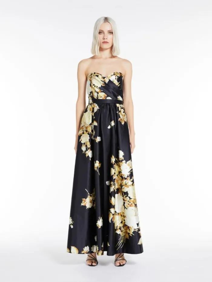 Woman Printed Duchesse Bustier Dress Black Maxmara Dresses