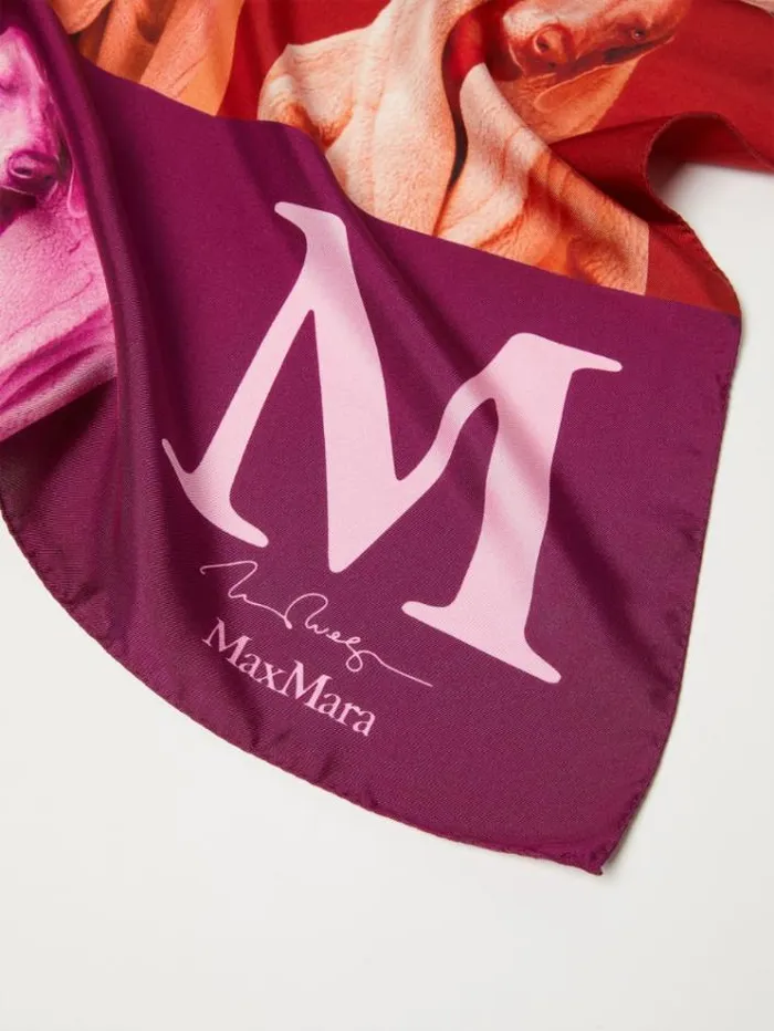 Woman Printed Silk Scarf Salmon Maxmara Scarves And Foulards Woman Printed Silk Scarf Salmon Maxmara Scarves And Foulards