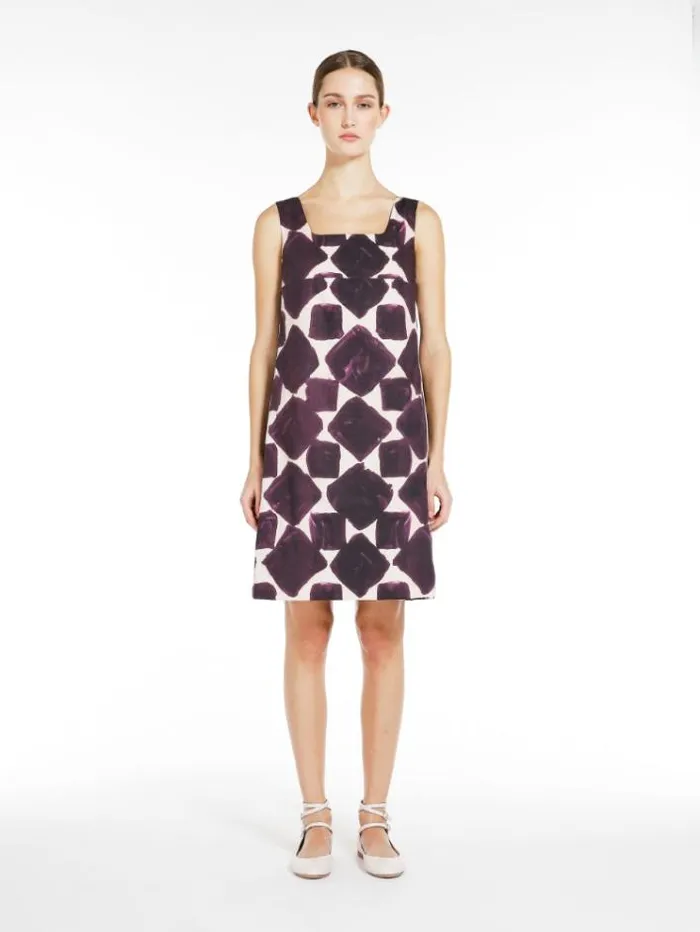 Woman Reversible Printed Poplin Dress Dark Violet Maxmara Dresses