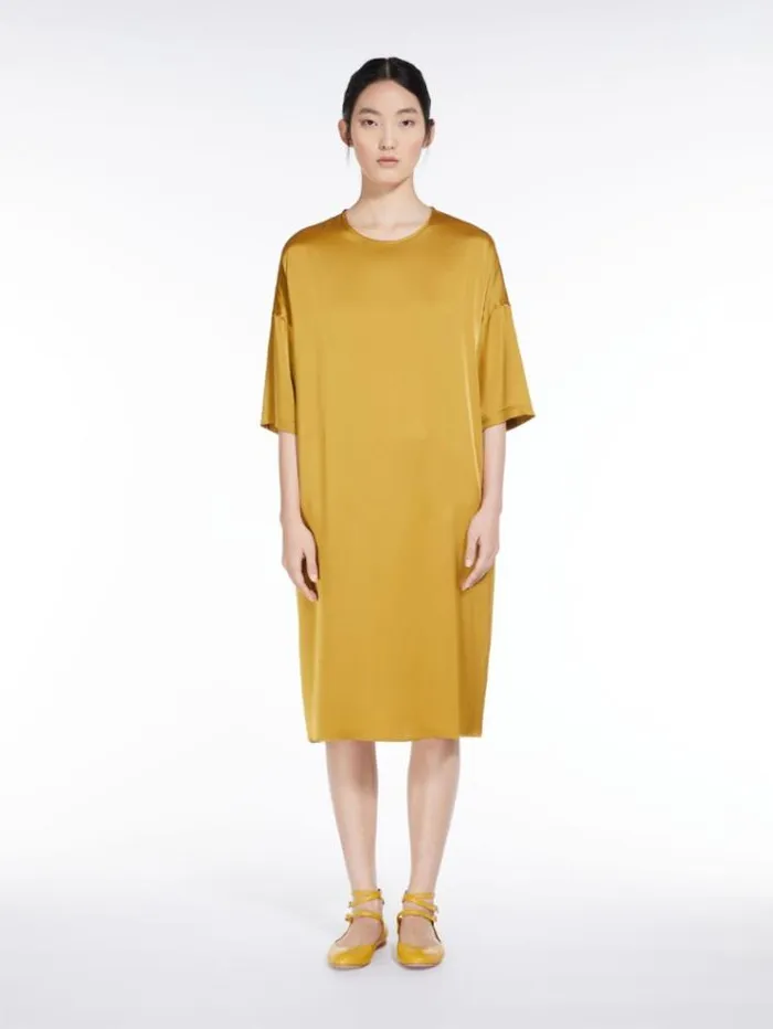 Woman Satin Tshirt Dress Ochre Maxmara Dresses