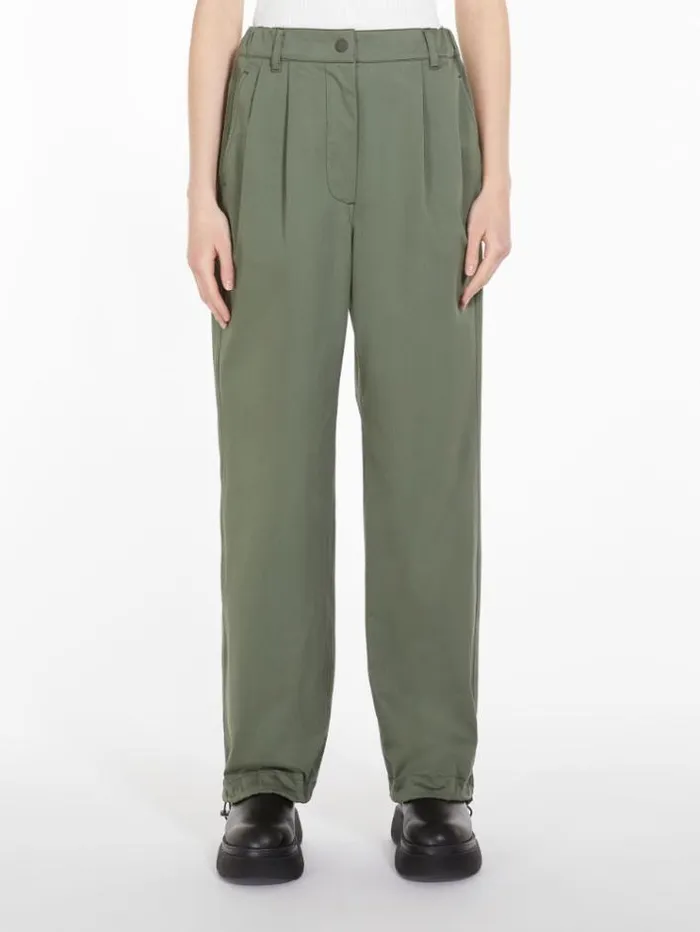 Woman Satin Trousers Kaki Maxmara Trousers