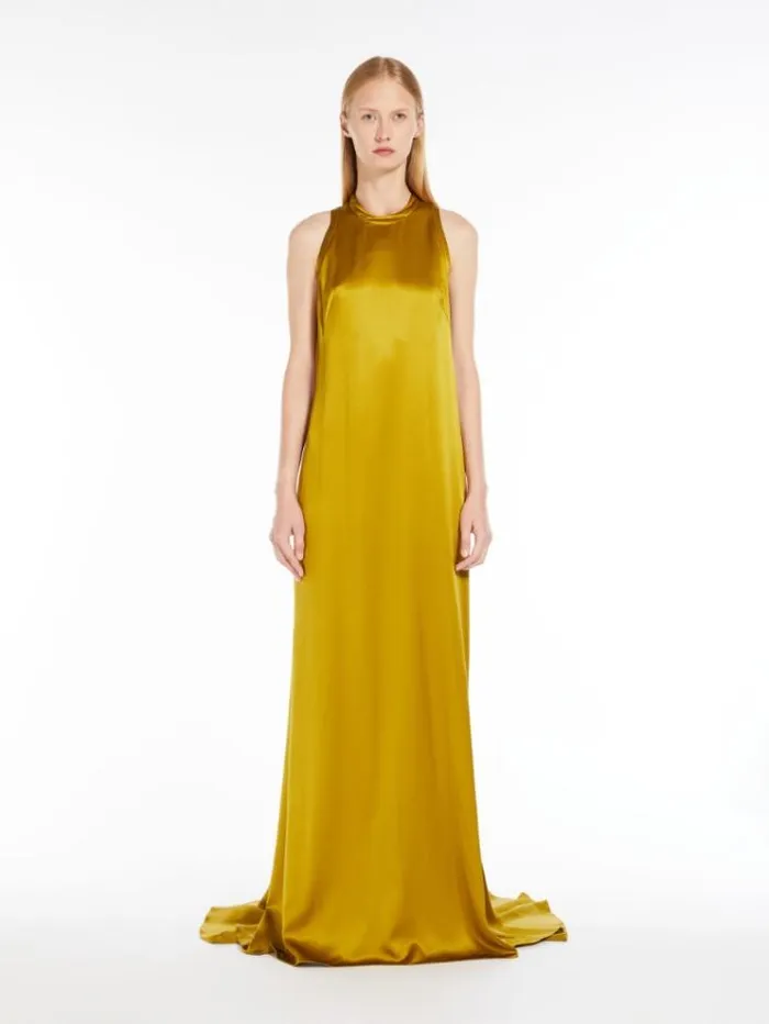 Woman Silk Slip Dress Lime Green Maxmara Dresses