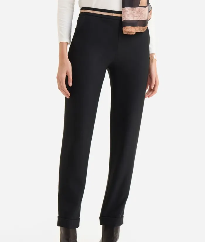 Woman Skirts and Trousers Alviero Martini Cavalry Twill Trousers With Cuffs Black