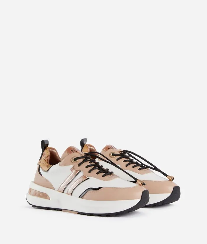 Woman Sneakers Alviero Martini Geo Road Seoul Smooth Faux Napa Leather Sneakers Nude