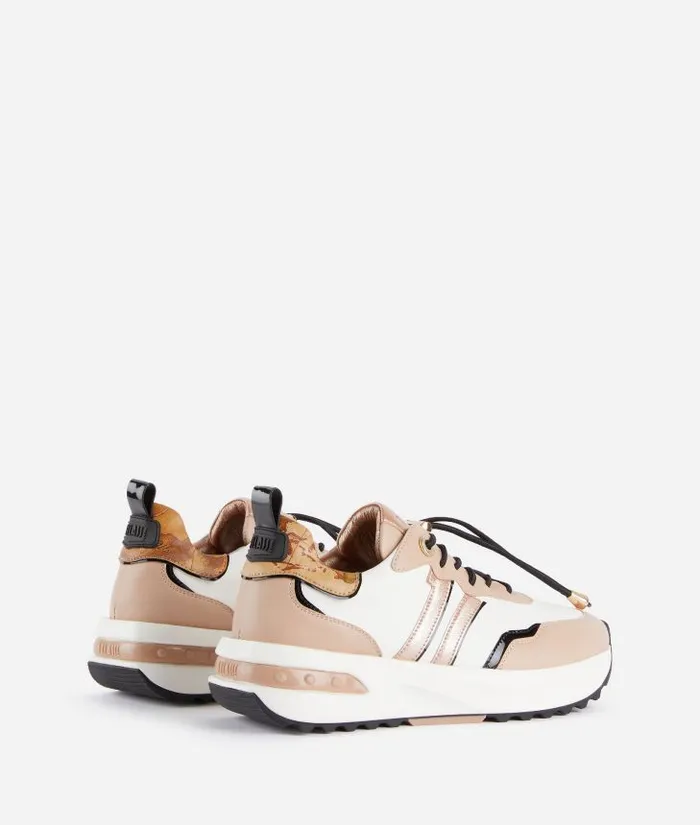 Woman Sneakers Alviero Martini Geo Road Seoul Smooth Faux Napa Leather Sneakers Nude