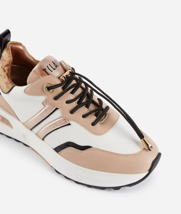 Woman Sneakers Alviero Martini Geo Road Seoul Smooth Faux Napa Leather Sneakers Nude