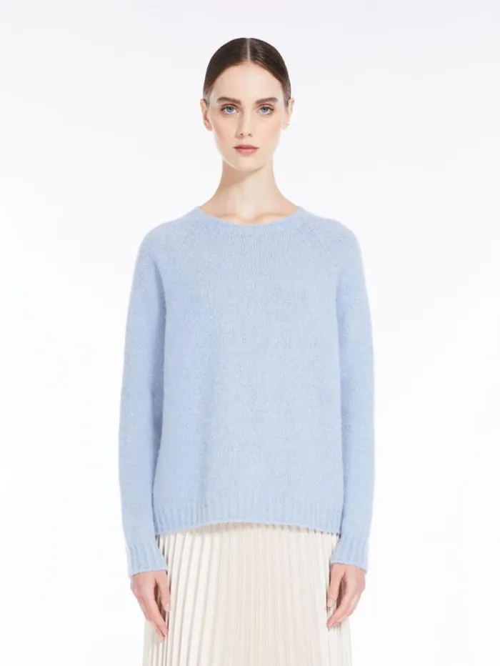 Woman Soft Knit Top In Alpaca And Cotton Light Blue Maxmara Knitwear And Sweatshirts Woman Soft Knit Top In Alpaca And Cotton Light Blue Maxmara Knitwear And Sweatshirts