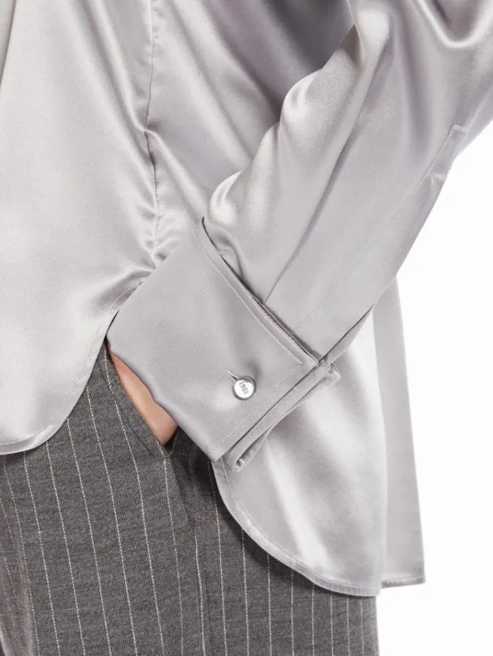 Woman Soft Silk Shirt Light Grey Maxmara Shirts And Tops Woman Soft Silk Shirt Light Grey Maxmara Shirts And Tops