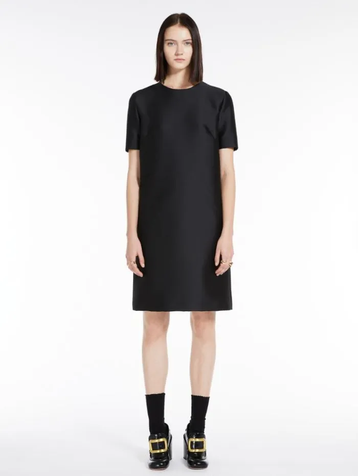 Woman Stretch Twill Roundneck Dress Black Maxmara Dresses