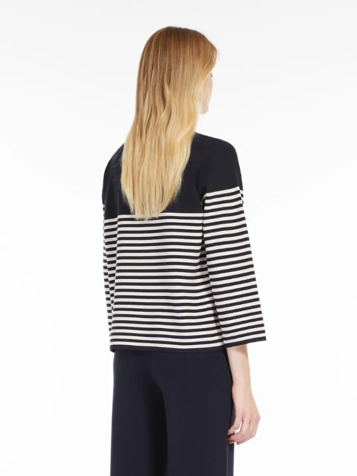 Woman Striped Stretch Viscose Sweater Navy Maxmara Knitwear And Sweatshirts Woman Striped Stretch Viscose Sweater Navy Maxmara Knitwear And Sweatshirts