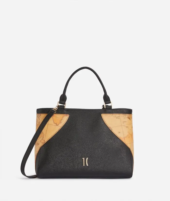 Woman Top Handle Bags Alviero Martini Flying City Handbag With Crossbody Strap Black Woman Top Handle Bags Alviero Martini Flying City Handbag With Crossbody Strap Black