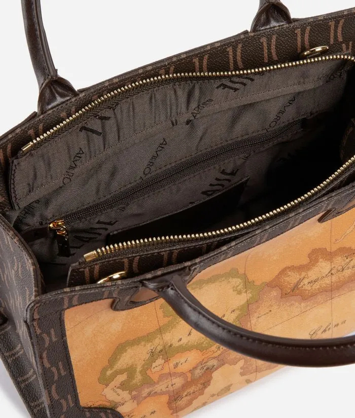Woman Top Handle Bags Alviero Martini Geo Iconic Mix Handbag With Crossbody Strap Chocolate
