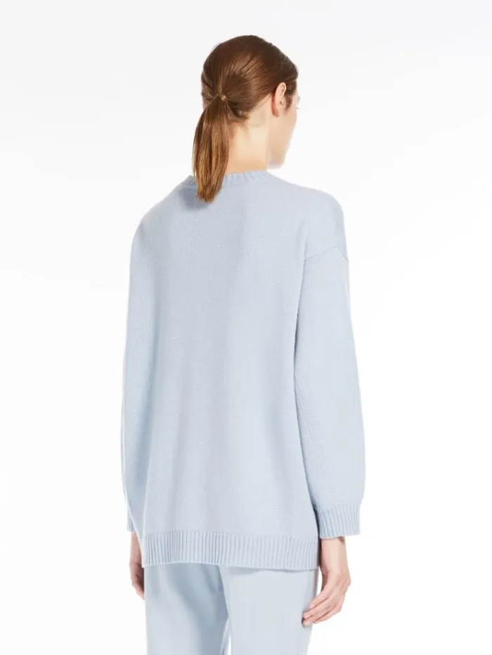 Woman Wool And Cashmere Monogram Pullover Light Blue Maxmara Knitwear And Sweatshirts Woman Wool And Cashmere Monogram Pullover Light Blue Maxmara Knitwear And Sweatshirts