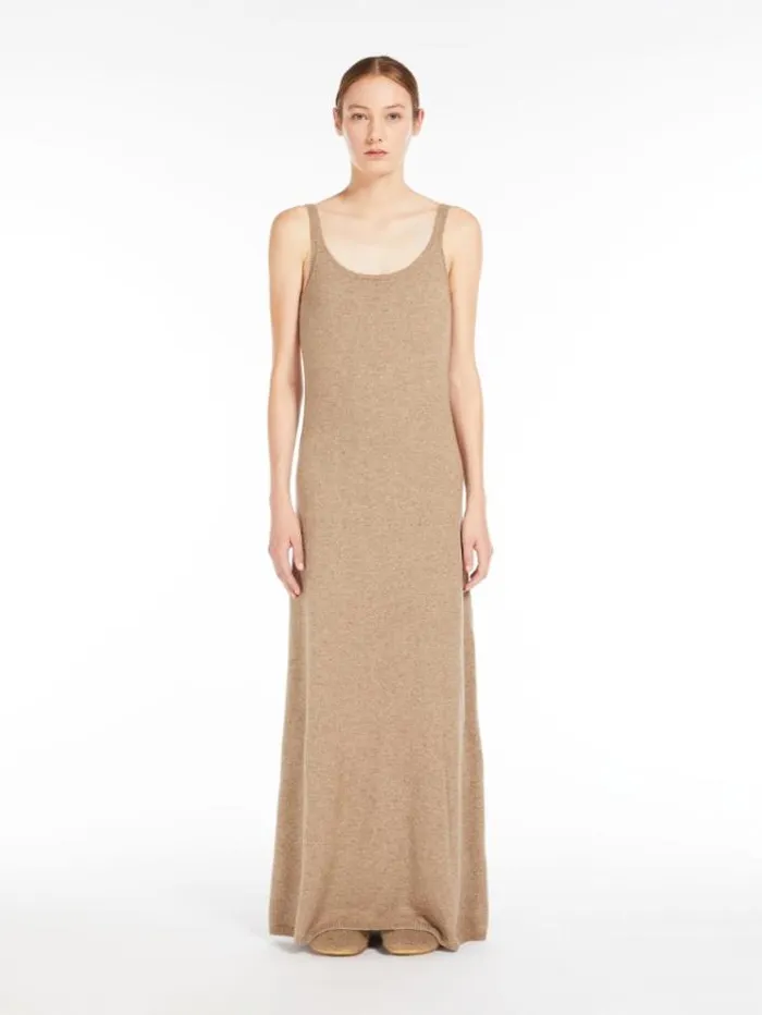Woman Wool And Cashmere Slip Dress Sand Maxmara Dresses